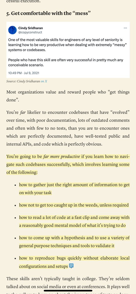 thiagoghisi's tweet image. It&apos;s pretty rare to see REAL Seasoned Staff-Plus Engineers talking about their career, where and how they try to influence, what questions they ask themselves, how they try to flight complexity, how they embrace “messy” things

It&apos;s even rarer to see someone like @copyconstruct…