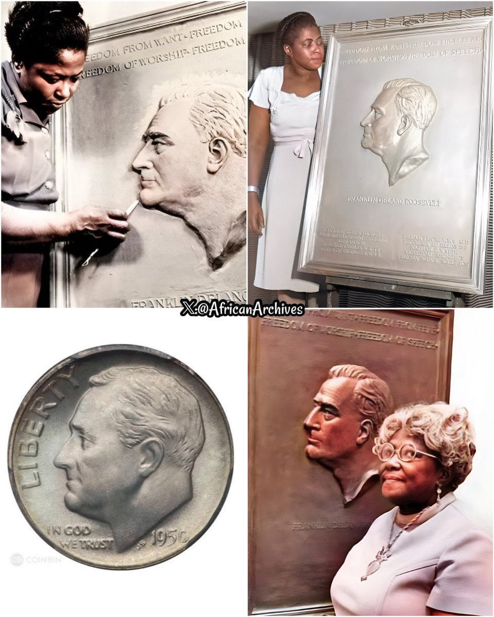 AfricanArchives's tweet image. Selma Burke was a sculptor &amp;amp; member of the Harlem Renaissance movement, best known for her bas-relief portrait of President Franklin D. Roosevelt 

She never received credit for her portrait of President Franklin D. Roosevelt which was later featured on the US dime. 

—In 1943,…