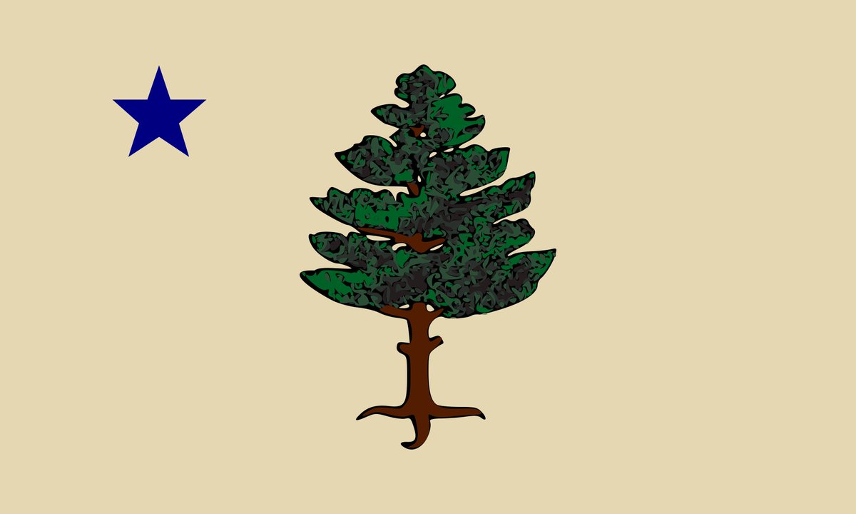 stagbourne's tweet photo. @rovingrobot That's what Maine's is right now. There was a ballot option to change it, but the one they wanted to change it to was a clipart version (it literally looked like it was made in Canva) of the old Maine flag. Like look at it, it's so much better than the current "seal" one. https://t.co/mLhlIhbrex