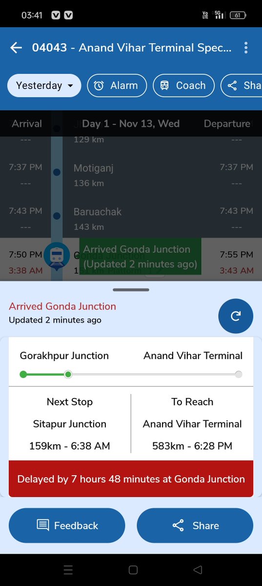arnshm1993's tweet photo. Train delayed be 7+ hours Incredible India or Incredible Indian railways #IndianRailways #indianrailway https://t.co/1tkdcD3HTX