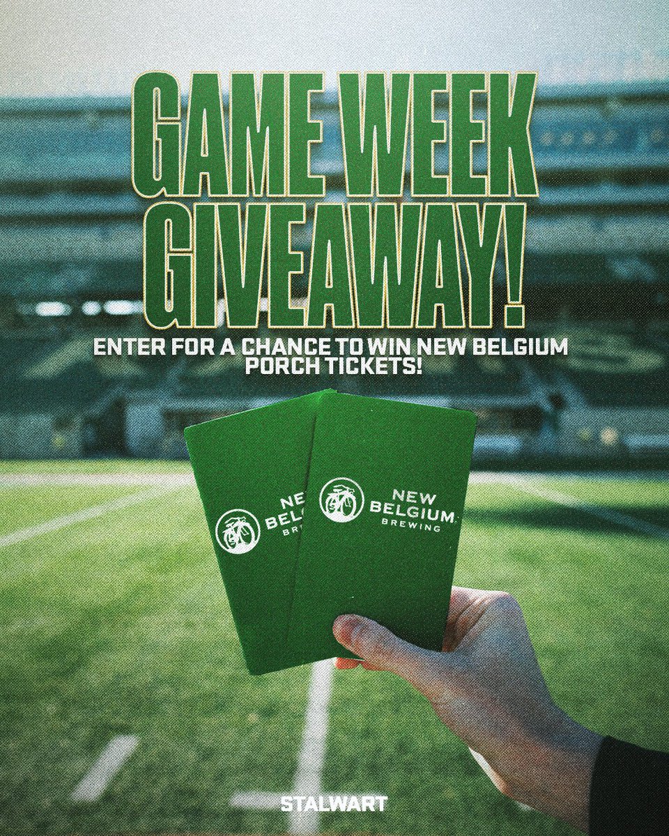 Colorado State Rams 🐏 (@csurams) on Twitter photo Game Week Giveaway‼️
We're giving away 2 New Belgium Porch passes to @CSUfootball vs. Wyoming (11/15) & a parking pass to one lucky winner!
To Enter:
» Follow <a href="/CSURams/">Colorado State Rams 🐏</a> & <a href="/ColoradoStateU/">Colorado State University</a>
» Repost, favorite, & reply to this post tagging a friend! Winner will be announced Game Week Giveaway‼️
We're giving away 2 New Belgium Porch passes to @CSUfootball vs. Wyoming (11/15) & a parking pass to one lucky winner!
To Enter:
» Follow <a href="/CSURams/">Colorado State Rams 🐏</a> & <a href="/ColoradoStateU/">Colorado State University</a>
» Repost, favorite, & reply to this post tagging a friend! Winner will be announced