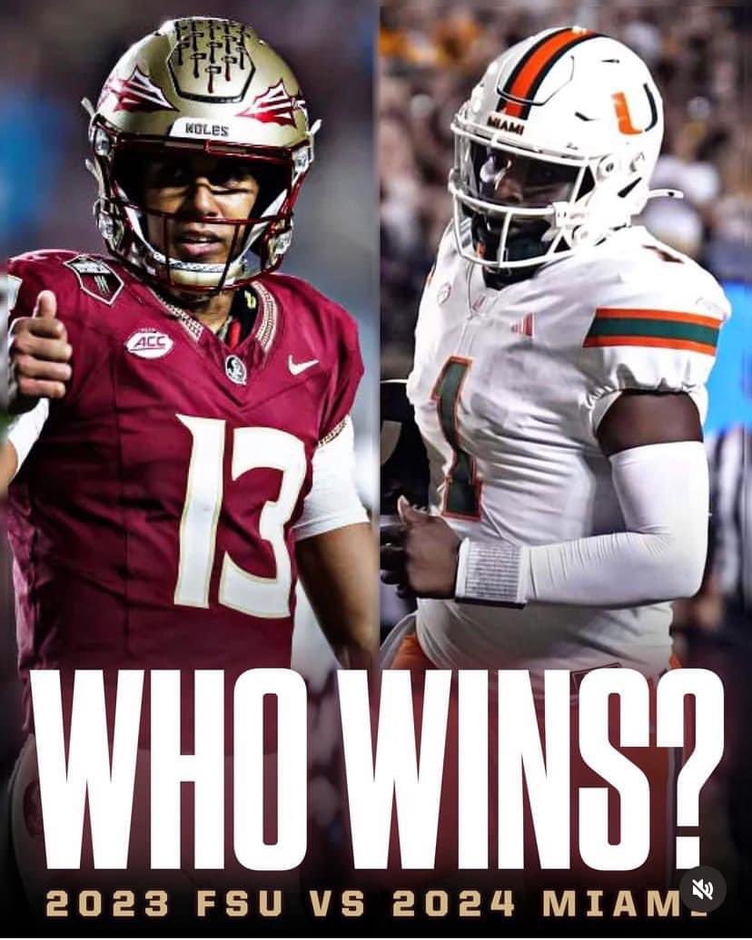 ihate_ap's tweet photo. Florida state struggled against Emory Williams. Cam Ward would have them in hell. Miami by 14 https://t.co/8xogBnpYvl