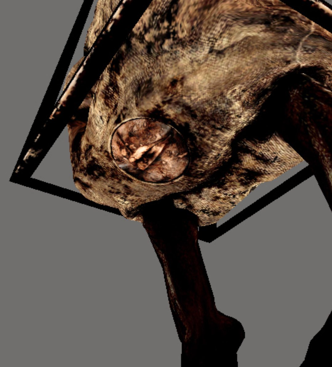 adsk4's tweet image. The mouth of Flesh Lip &amp;amp; Mandarin's face symbolize the mouth of Mary verbally abusing James. They were inspired by the mouth of the figure in the center painting of “Second Version of Triptych 1944” by Francis Bacon.
As a side note, Mandarin appears only in Otherworld in the SH2R