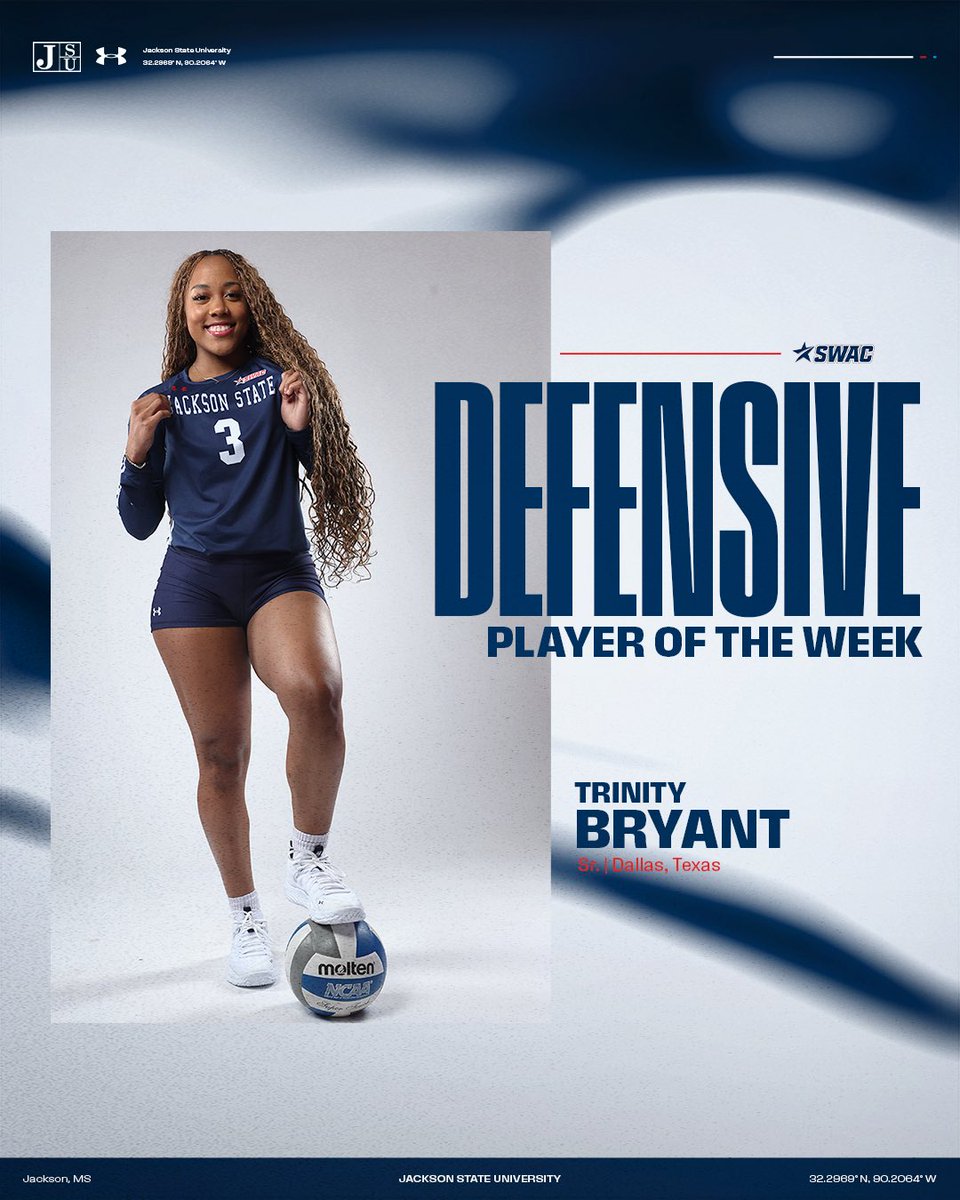 GoJSUTigersVB's tweet image. .@theswac weekly honors X3🔥

SWAC Offensive Player of the Week, Alexis Williams

SWAC Defensive Player of the Week, Trinity Bryant 

SWAC Setter of the Week, Karys Dove

#TheeILove | #GoJSUTigersVB🐅