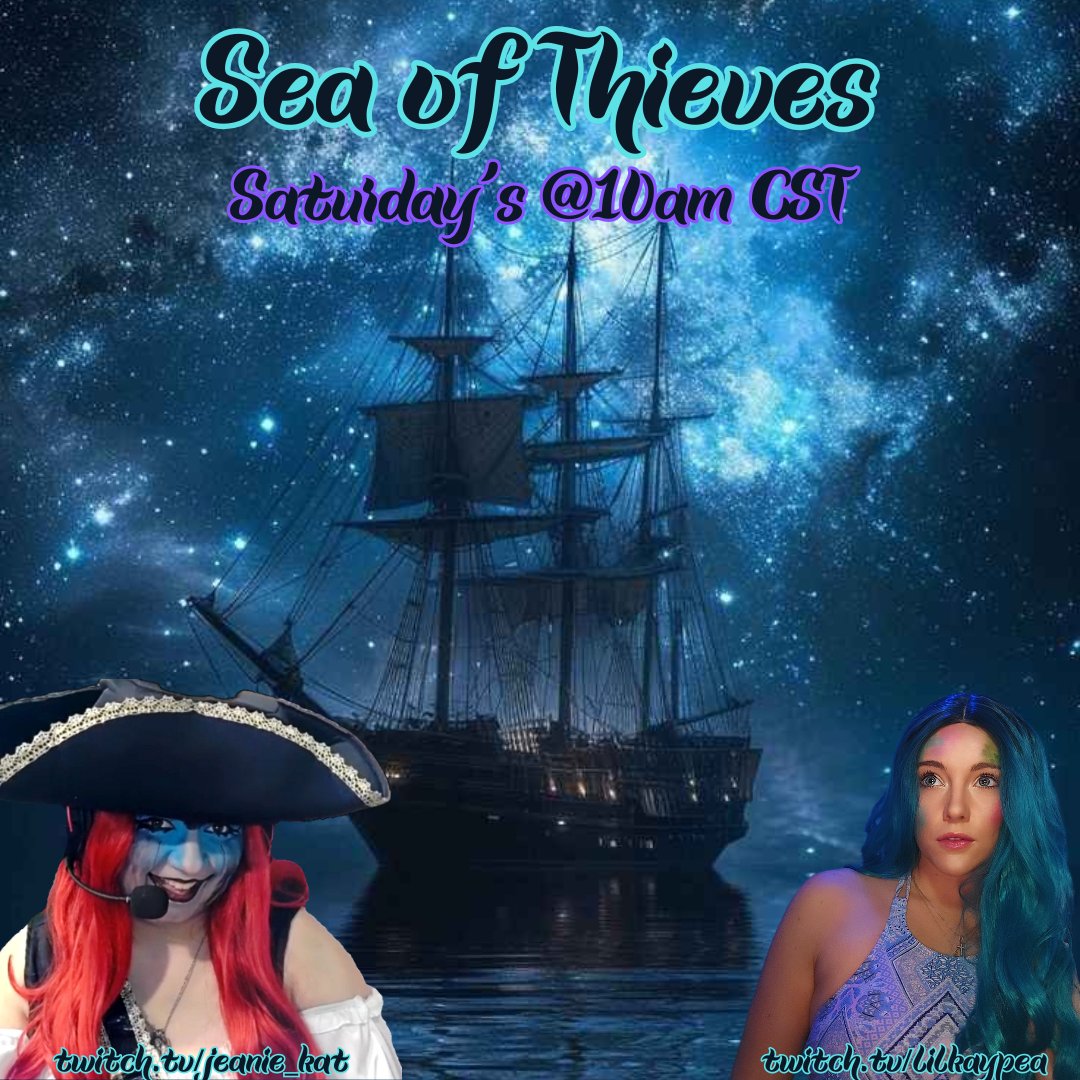 <a href="/LilKayPea/">LilKayPea</a> and I ARRR going bananas waiting for every Saturday!!  We shall 'sea' yall this weekend!

Like 👍 and repost ➡️ for a chance to win a special badge on my Sea of Thieves Shout Out Wall! 🏴‍☠️

✨️ Sea Shanties
✨️ Rowboat shenanigans
✨️ #cosplay 
✨️ Collabs
✨️