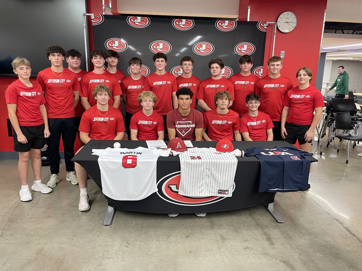 Rod Smith (@rodkrcg13) on Twitter photo Congratulations to Jefferson City HS senior Jordan Martin on signing with the University of Arkansas baseball. <a href="/jaypridealive/">Jay Pride Alive</a> <a href="/jcjays_baseball/">Jeff City Jays Baseball</a> <a href="/RazorbackBSB/">Arkansas Baseball</a> Congratulations to Jefferson City HS senior Jordan Martin on signing with the University of Arkansas baseball. <a href="/jaypridealive/">Jay Pride Alive</a> <a href="/jcjays_baseball/">Jeff City Jays Baseball</a> <a href="/RazorbackBSB/">Arkansas Baseball</a>