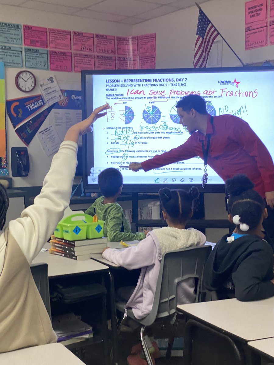 Using our brand new learning panels thanks to <a href="/cedarhillisd/">Cedar Hill ISD</a> passing of PROP A to teach my Lowmans math lesson on fractions! It brought a new light to the classroom. #MathOnTheHill