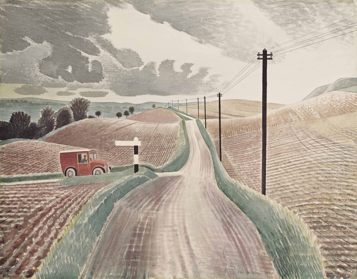 Wiltshire Landscape, Eric Ravilious, 1937. The original artwork is in a private collection. #Wiltshire