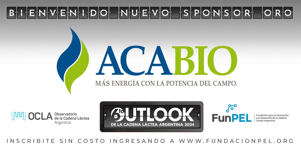 fun_pel's tweet photo. ¡Bienvenido #ACABIO sponsor oro del #Outlook2024! 🥇
Mañana nos encontramos en el máximo encuentro de la lechería argentina 🙌🏻
Inscripciones en https://t.co/fM0LFMU8S0
#CadenaLácteaArgentina🐄🥛🇦🇷 #OutlookLechero https://t.co/ORSX0ZK4Vg