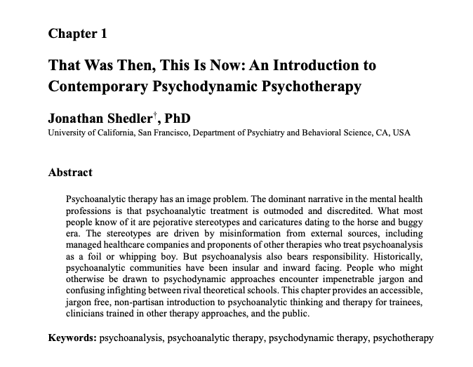 JonathanShedler's tweet photo. “Ultimately, there are basic truths of human psychology most people understand intuitively:

1️⃣ we do not fully know ourselves 
2️⃣ the things we don't know can cause suffering
3️⃣ there is benefit in self-knowledge”

The truth about psychoanalytic therapy: 
https://t.co/JN8JjSEj6P https://t.co/9cPTxbKxPb