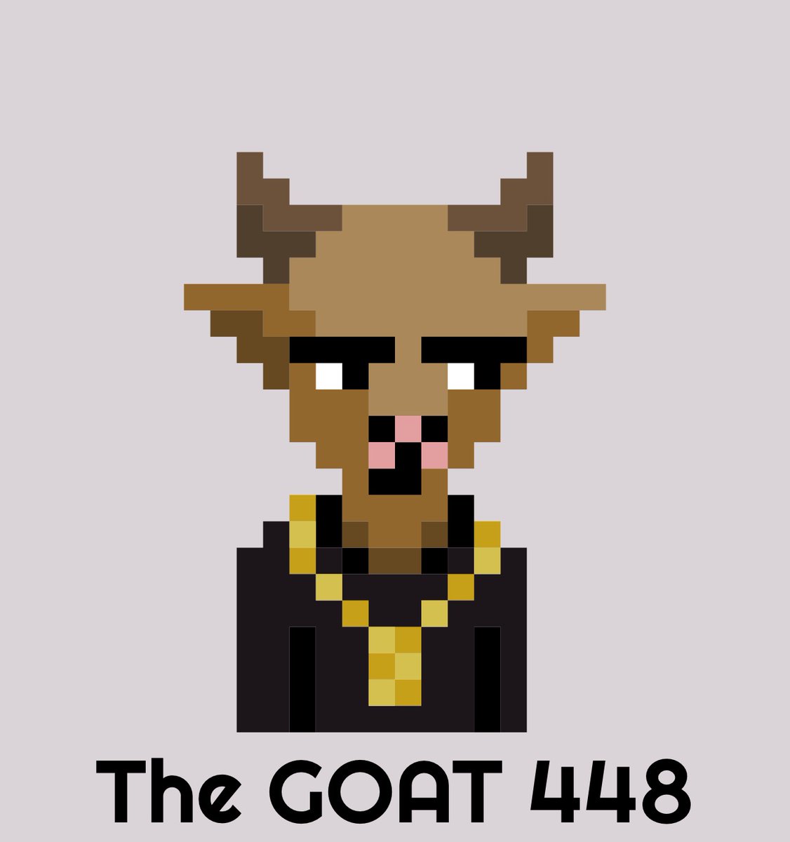 The GOAT 448 is a stunna!  He enjoys long walks in the park and wearing gold chains in his spare time.  He is always on the lookout to see who is looking at his bling.  Bid on him now at thegoat.bid and start earning daily ethereum.  🐐🫶