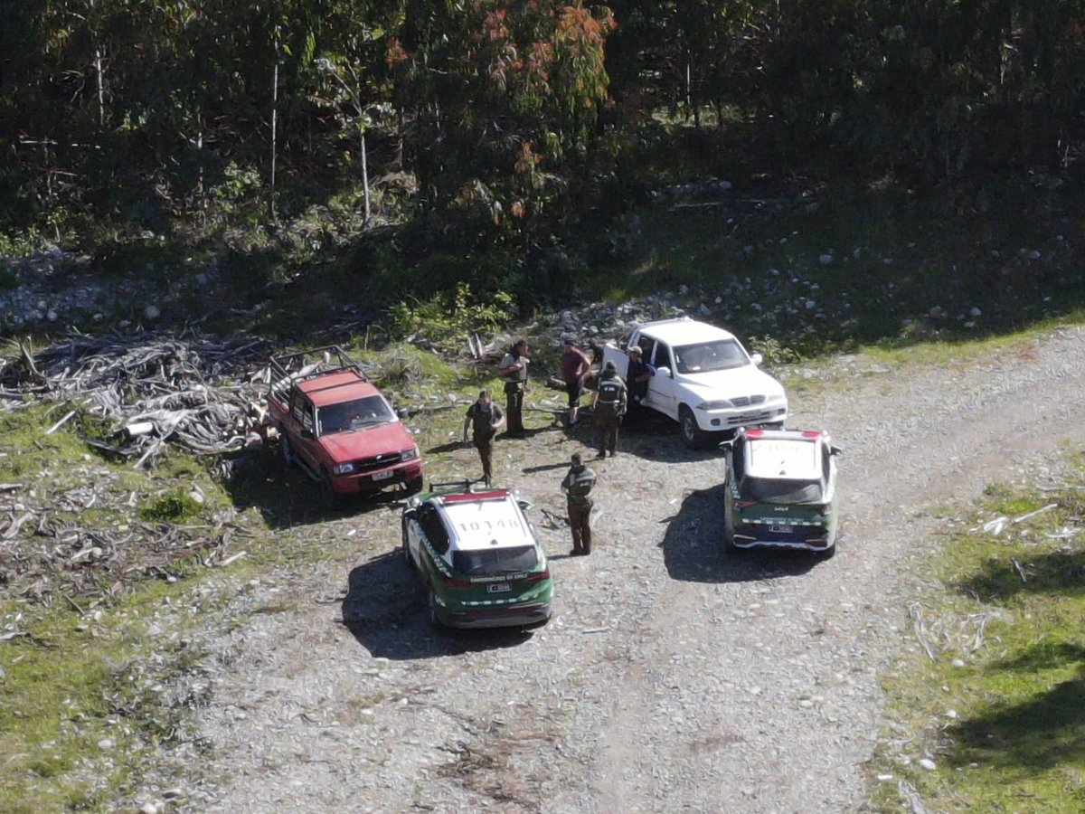 CarabLosRios's tweet photo. En predio forestal del sector rural Curaco en #Lanco, Carabineros del Retén #Malalhue detuvo a 2 adultos que fueron sorprendidos sustrayendo madera en 2 camionetas. Motosierra utilizada en el ilícito fue incautada. 
#OrdenyPatria https://t.co/nOXAGNTbrd