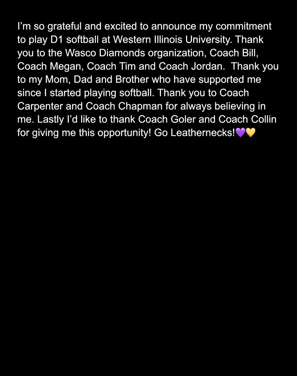 Next 4!!💜💛<a href="/WIUSoftball/">Western Illinois Softball</a> <a href="/agoler35/">Alisa Goler</a> <a href="/MmWasco/">Wasco Diamonds 18u MM</a> <a href="/WascoDiamonds/">Wasco Diamonds</a>
