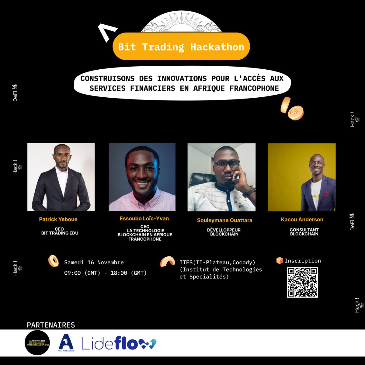 G_Legendaire's tweet photo. J-3 👨🏾💻
En collaboration avec ITES Abidjan 🇨🇮 (l’Institut de Technologies et Spécialités (Cocody, II Plateaux), nous conduirons la première journée de notre hackathon ce Samedi 16 Novembre à partir de 09:00 (GMT)
Déjà inscrit ?
Let's Hack !
#DeFiHackathon2024 #CIHackathon
Vous êtes une Startup? Vous pouvez toujours vous inscrire
https://t.co/nHEQzHN80i
