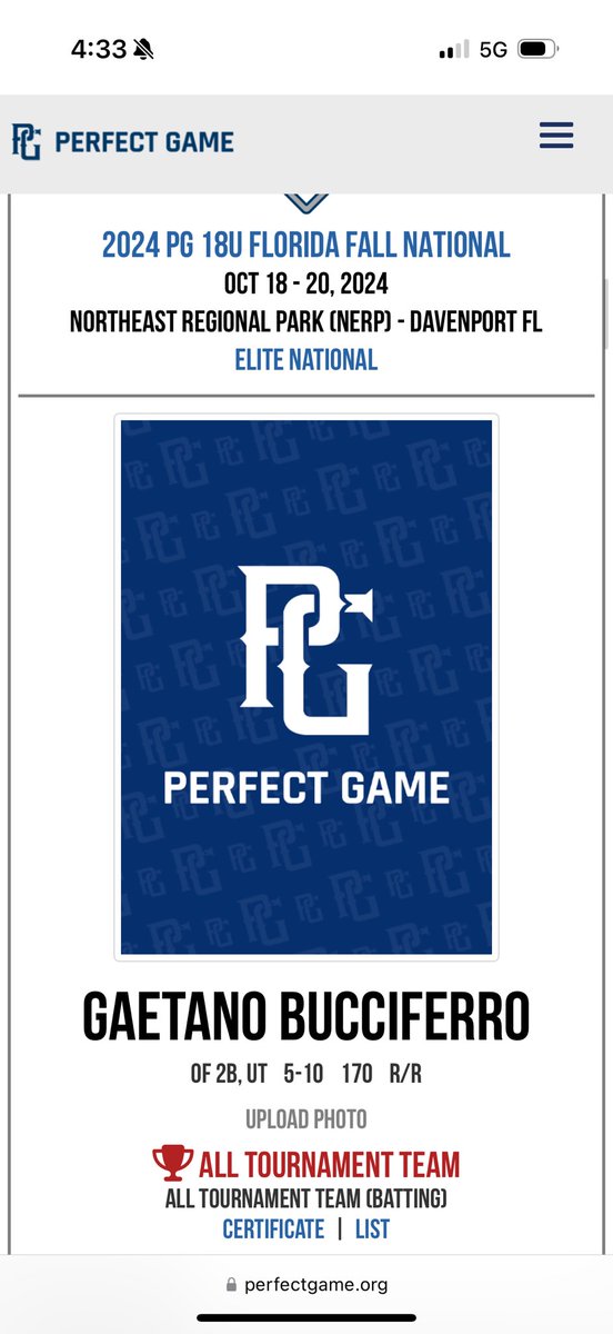 GTBucciferro's tweet photo. Thank you @Florida_PG for All-tournament team. Had lots of fun competing in Florida!
@elite_national2 @elitebaseballco @BUncommitted https://t.co/PHJs16NEG6