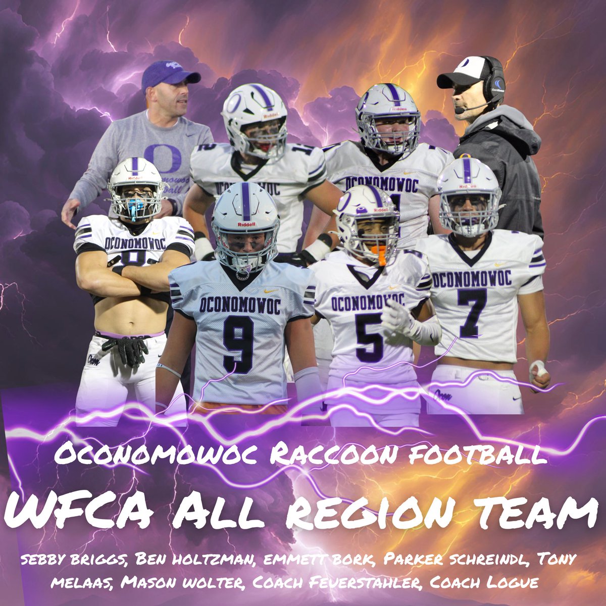raccoonfootball's tweet photo. Congratulations to our Raccoons who were selected to the WFCA All Region Team! https://t.co/5JqrCa2yJe