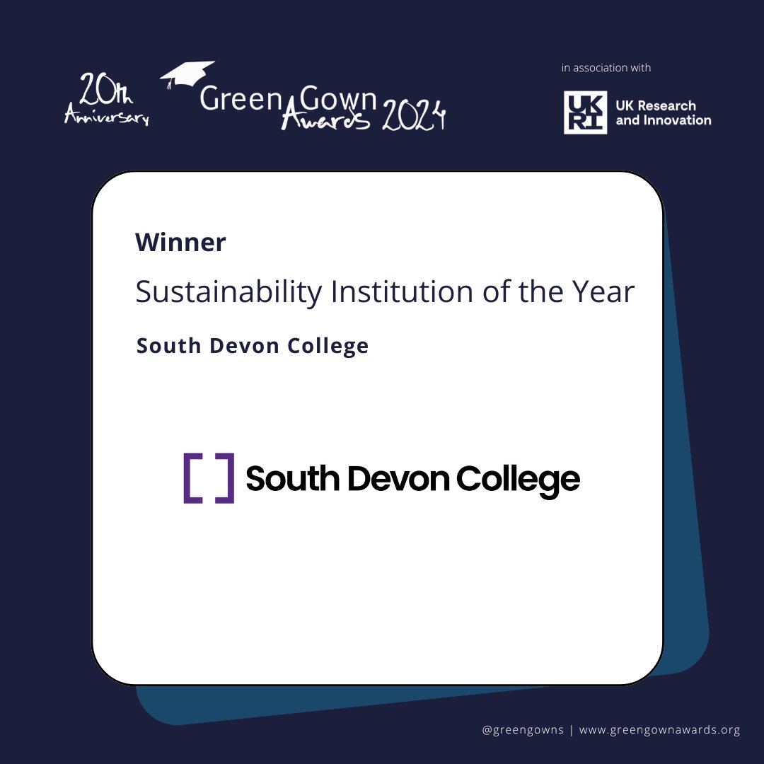Winner of the Sustainability Institution of the Year Award: 

✨🏆South Devon College🏆✨