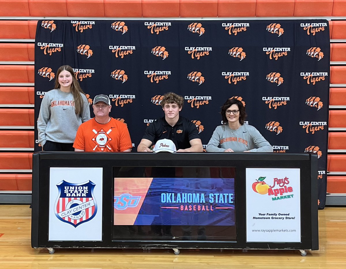 Cole Pladson of Clay Center officially signed with Oklahoma State ⚾️ today. Pladson was a Sports in Kansas Top 9 selection and SIK all classes player of the year last baseball season as a junior.  He hit .534 with 45 RBI last season along with nine doubles and eight home runs. He