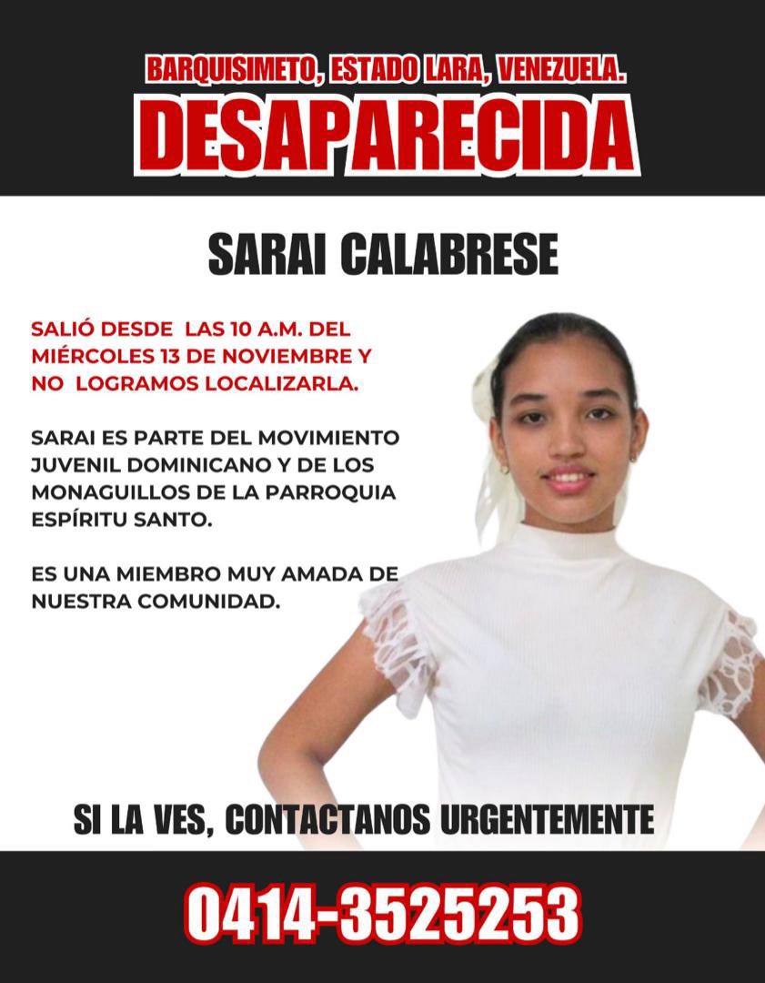 AlexaGomezDos's tweet photo. Buenas noches . Saraí está desaparecida desde las 10:00 a.m. del día de hoy 13 de noviembre de 2024 . Lo último que se sabe, es que la vieron por la carrera 22 entre 15 y 16 en Barquisimeto y estaba hablando con un sr robusto, un poco mayor con pantalón de trabajo y una franela azul sublimada como con una publicidad, es lo único que sabe la familia.  Por favor vamos a difundir este mensaje para ver si alguien la ha visto y la puede reconocer. Muchísimas gracias🙏🏼