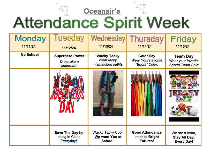 NPSchools_VA's tweet photo. .@153_es is having a blast making sure #AttendanceCountsAtNPS!

They were superheroes &amp; saved the day on Tues. Wednesday's theme was "Wacky Tacky Cool, We want You at School" and boy did the Dolphins bust out some mismatched threads!🤪

More to come... 

#YouMissSchoolYouMissOut https://t.co/MVXACoteEJ