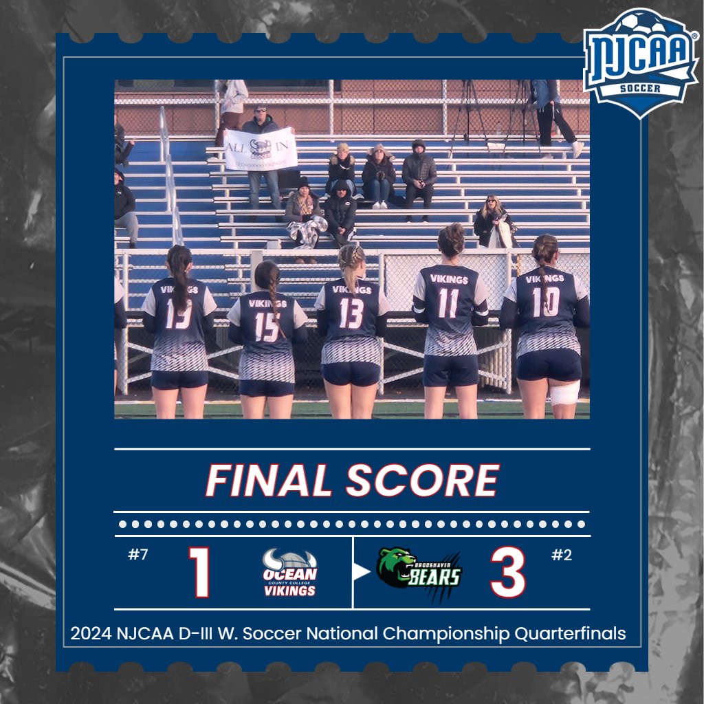 Isabella Silva with a goal (assist by Arianna McMahon) as #7 OCC Women's Soccer falls to #2 Dallas-Brookhaven, 3-1, in the NJCAA DIII Championship Quarterfinals. The Vikings will next compete in a consolation round tomorrow, November 14 at 6:30 P.M. ⚽️