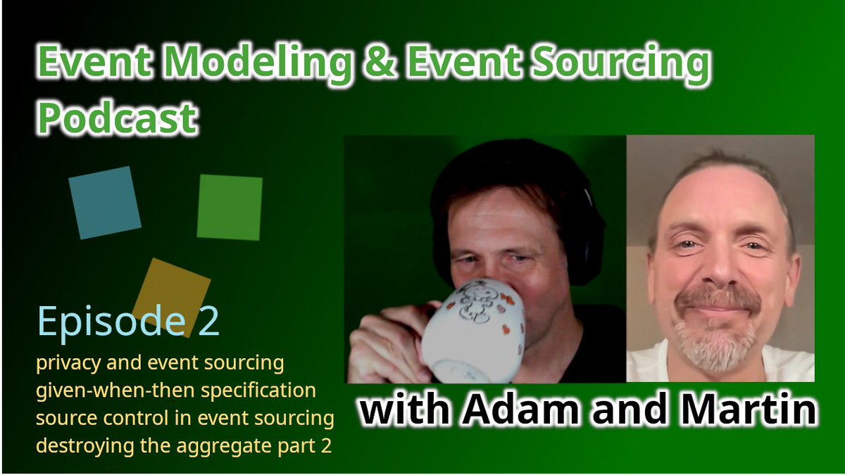 The next <a href="/EventModeling/">EventModeling</a> and #EventSourcing Podcast episode is out!

 - leanpub's number one book
 - extra chapters
 - GWT and testing event souring solutions
 - source control in events sourced systems
 - destroying the aggregate
youtu.be/EUydf8OdNDc