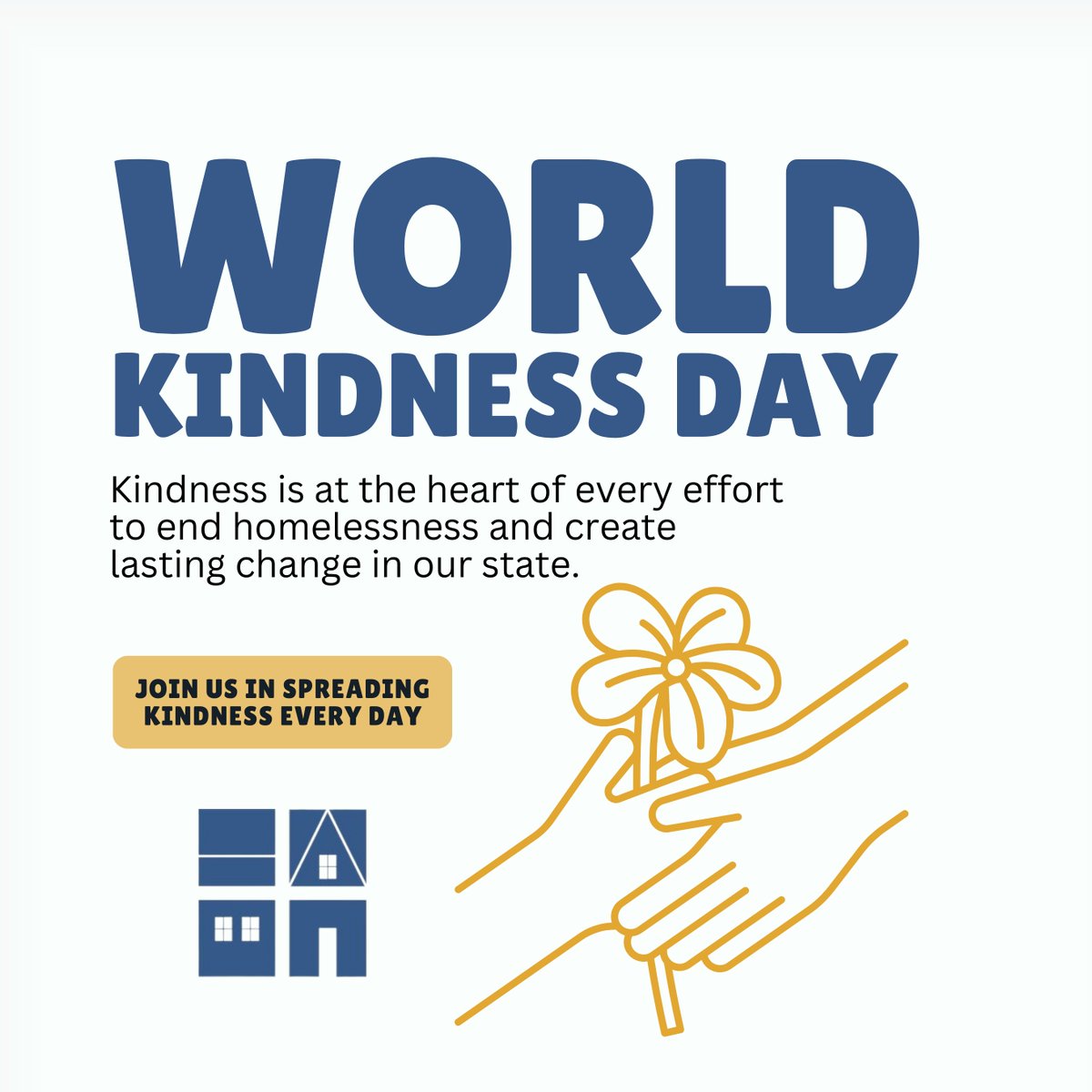 Today we celebrate the power of kindness, the simple acts that make a big difference in our communities. Join us in spreading kindness every day. #WorldKindnessDay #SpreadKindness #EndHomelessness #CompassionInAction