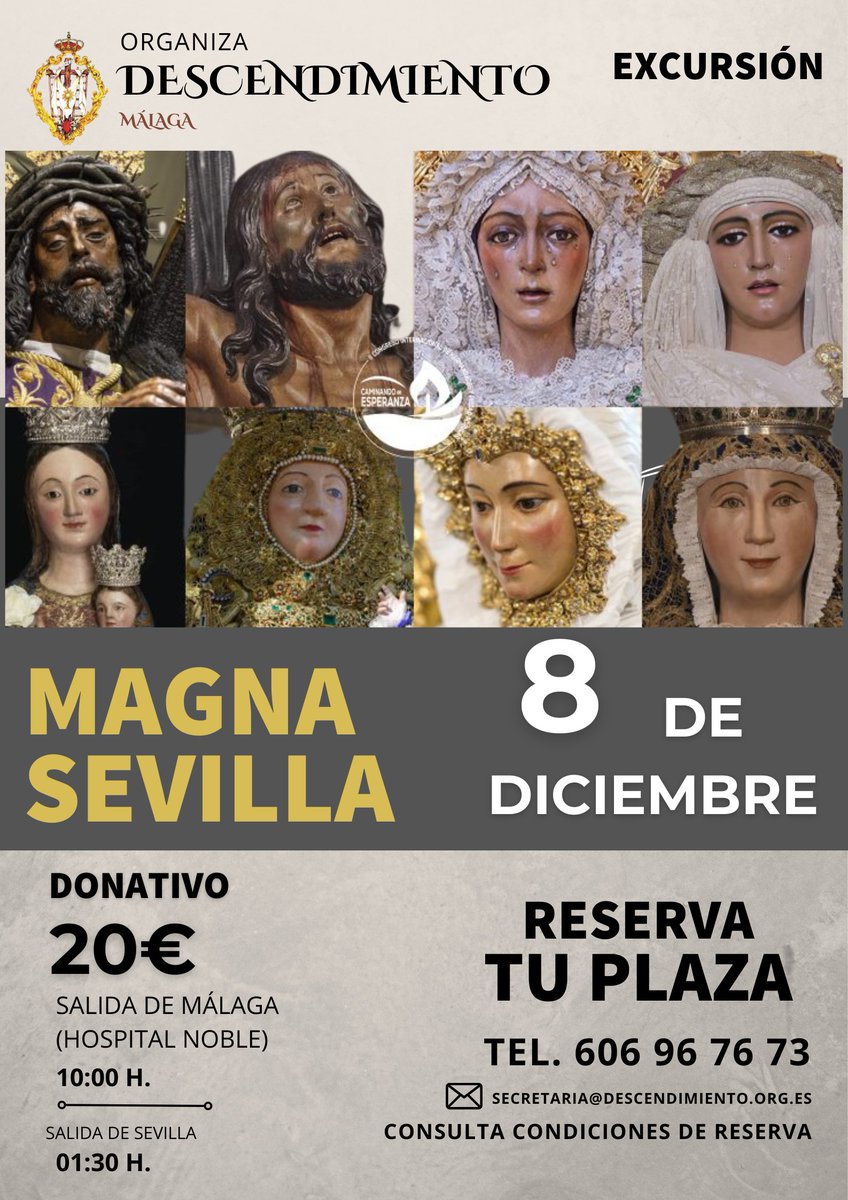 HDescendimiento's tweet photo. La Hermandad organiza una excursión a Sevilla para poder presenciar la Procesión Magna el próximo 8 de diciembre.
Tienes los datos y horarios en la infografía. https://t.co/aXnp4kneVI