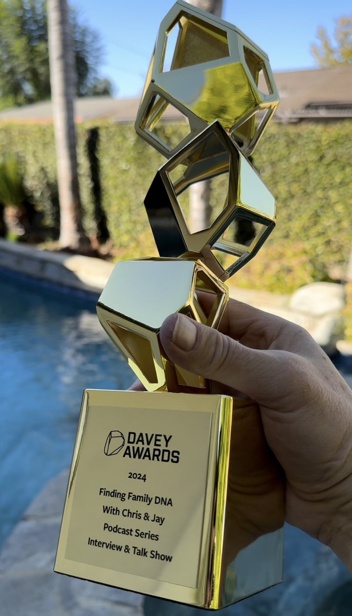 Finding Family DNA (@findingfamdna) on Twitter photo Huge thank you <a href="/daveyawards/">Davey Awards</a> for this honor. Gold for Podcast series/interview and talk show. The whole team involved with this show worked very hard over the 20 episodes in 5 months. This takes the cake!
<a href="/chobostudios/">CHOBO Studios</a> <a href="/ChrisKTLA/">Chris Schauble</a> <a href="/birthparentfind/">Birth Parent Finder</a> <a href="/lasleuth/">Jay Rosenzweig</a>
#dna #podcast #award Huge thank you <a href="/daveyawards/">Davey Awards</a> for this honor. Gold for Podcast series/interview and talk show. The whole team involved with this show worked very hard over the 20 episodes in 5 months. This takes the cake!
<a href="/chobostudios/">CHOBO Studios</a> <a href="/ChrisKTLA/">Chris Schauble</a> <a href="/birthparentfind/">Birth Parent Finder</a> <a href="/lasleuth/">Jay Rosenzweig</a>
#dna #podcast #award