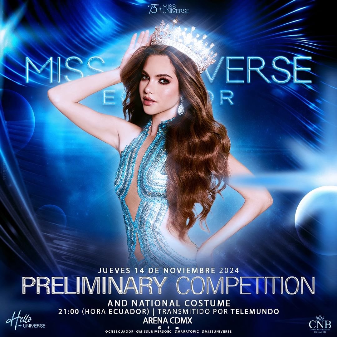 Hello Universe! ✨Mañana | Competencia Preliminar &amp; National Costume @missuniverse 2024.👑

Apoyemos a nuestra reina <a href="/MaraTopicV/">Mara Topic Verduga</a> 🇪🇨❤️ #Maravillosa #MaraEsEcuador

#CNBEcuador #MissUniverse #MissUniverso