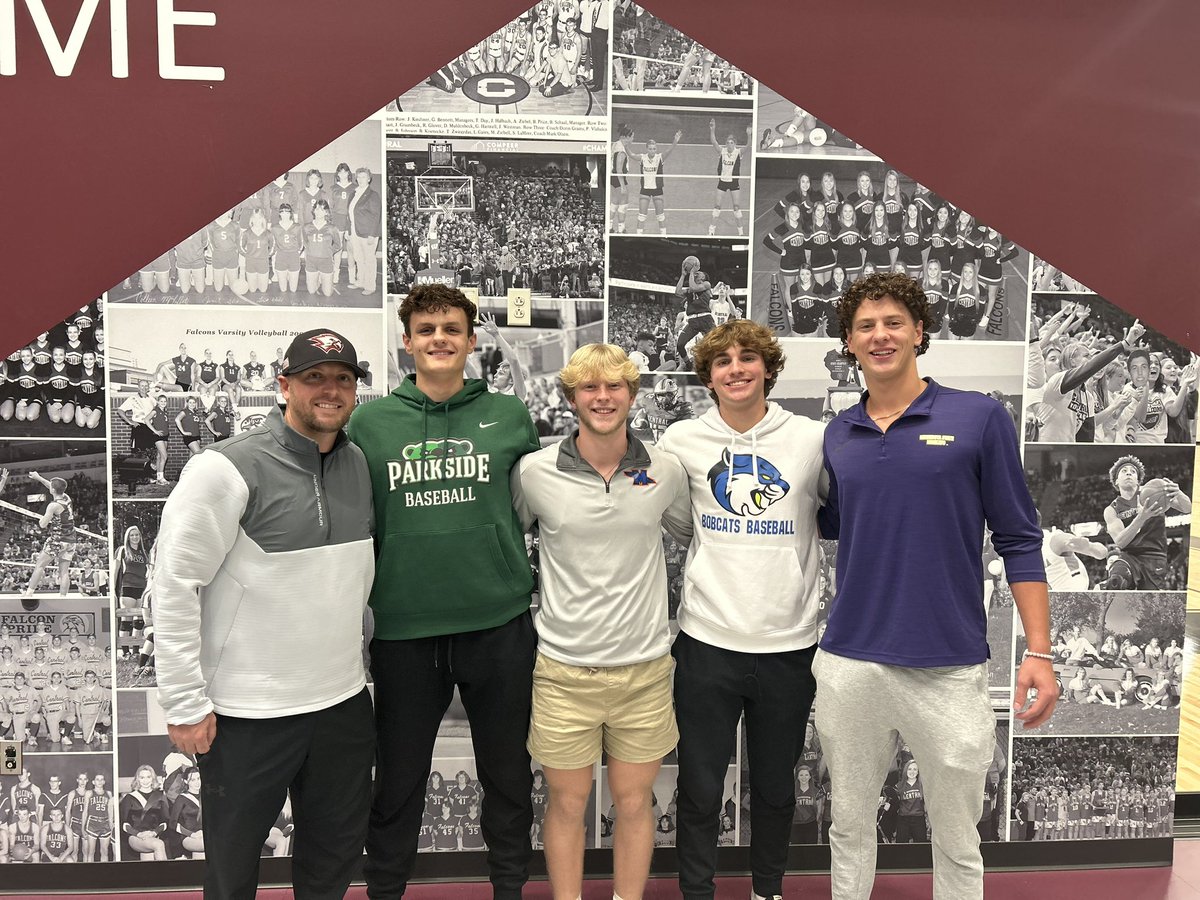 Congrats to these four outstanding young men on their official college signings today! Joe Suokko, Carson Sieler, Charlie Dietz &amp; Brody Schulte