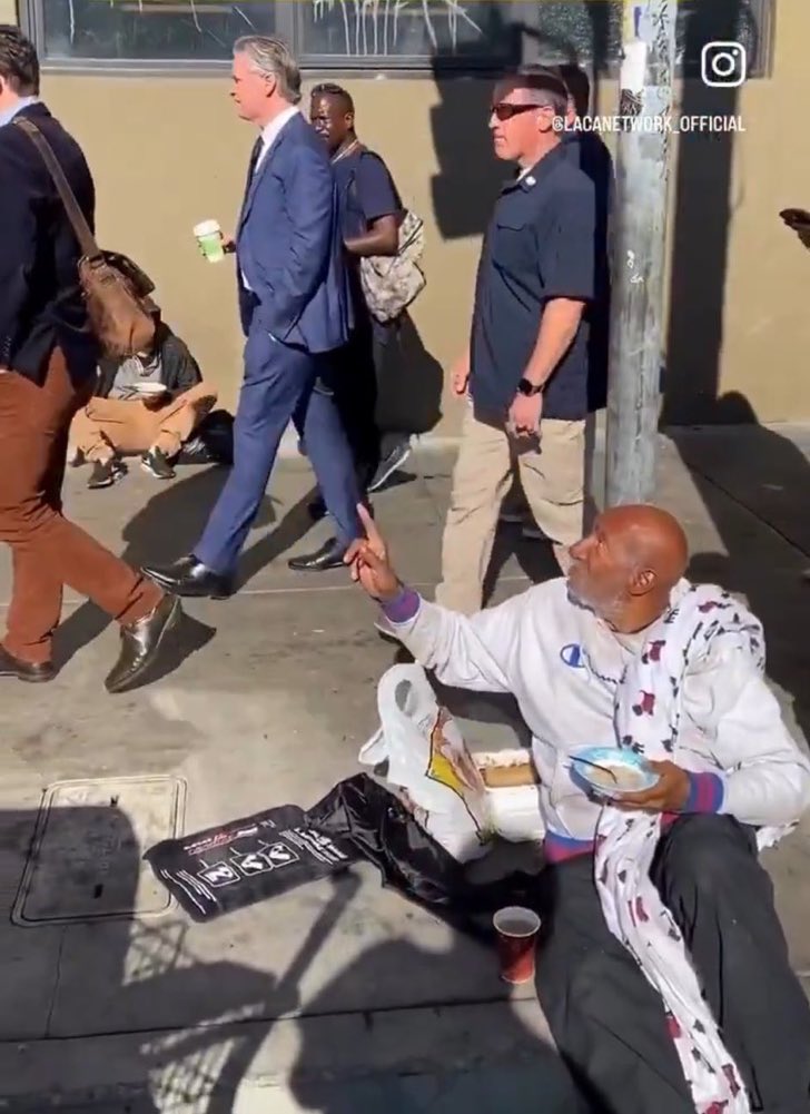 TheKevinDalton's tweet image. How many homeless black men can Gavin Newsom ignore as he strolls through Skid Row sipping a latte?