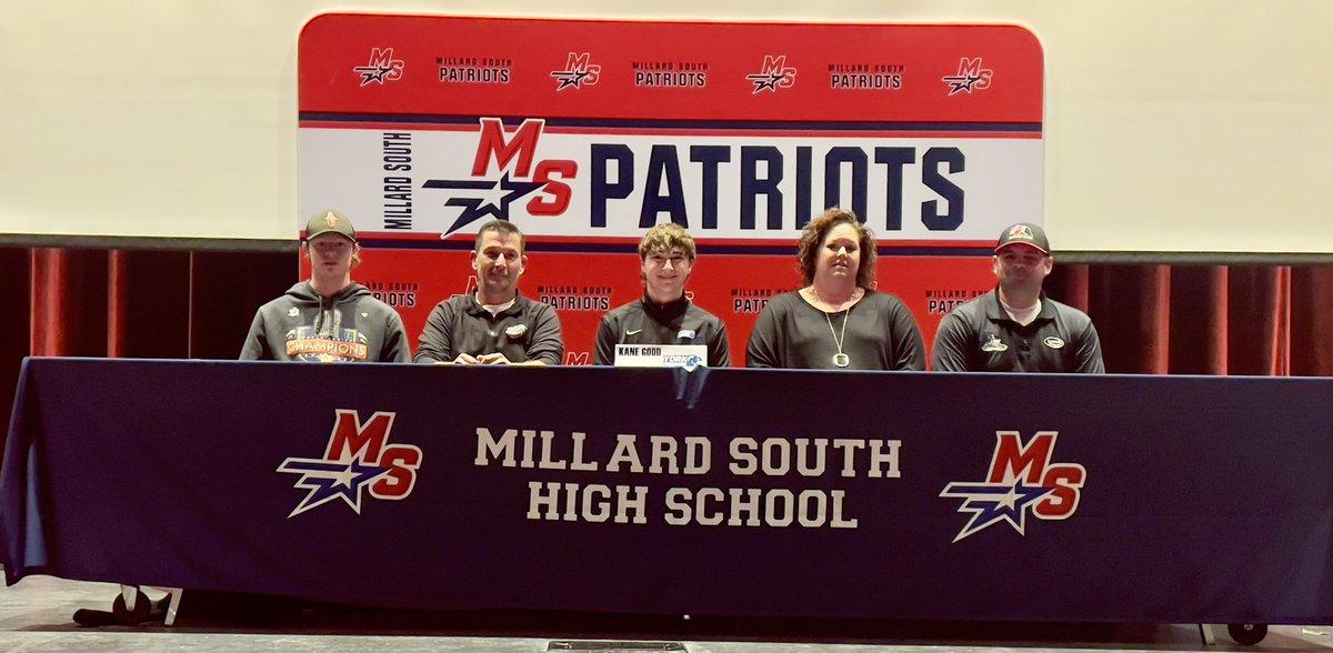 MSHSactivities's tweet image. Patriot Nation - Kane Good signed to continue is education and play baseball at @YorkUNebraska Way to go, Kane! We are proud of you! @YUPanthersBSB is a great fit! Good Luck! #MillardSouthFamily @MSHS_Baseball