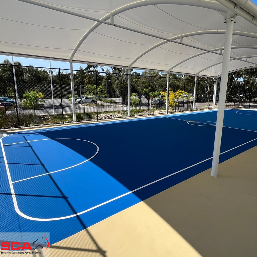 Surfcongroup's tweet photo. To round out our part of the #woodcroftcollege upgrades, we have installed the remaining acrylic surfacing and synthetic turf for several spaces. 

#construction #sportssurface #acrylicsurface #sport #recreation #saschools https://t.co/onR7oxcMpv