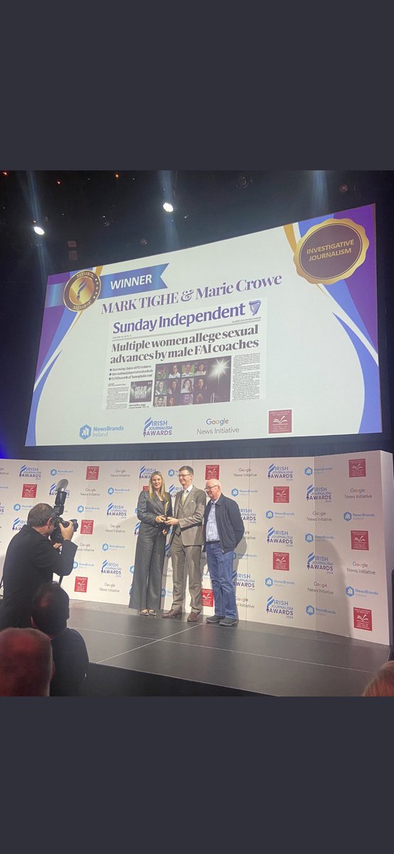 So thrilled (and shocked) to win journalist  of the year with <a href="/MarkLTighe/">Mark Tighe</a>