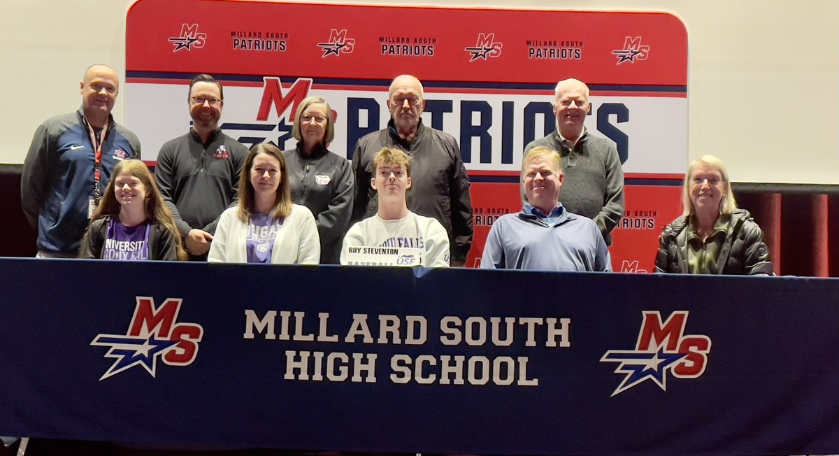 Millard South Activities (@mshsactivities) on Twitter photo Patriot Shoutout to Roy Steventon! He has decided to continue his education and baseball career at <a href="/USiouxFalls/">Univ. of Sioux Falls</a> Way to go, Roy! Congratulations!!! <a href="/USFCougarsBB/">USF Baseball</a> - this kid is going to be fun to watch! #MillardSouthFamily <a href="/MSHS_Baseball/">MS Patriots Baseball</a> Patriot Shoutout to Roy Steventon! He has decided to continue his education and baseball career at <a href="/USiouxFalls/">Univ. of Sioux Falls</a> Way to go, Roy! Congratulations!!! <a href="/USFCougarsBB/">USF Baseball</a> - this kid is going to be fun to watch! #MillardSouthFamily <a href="/MSHS_Baseball/">MS Patriots Baseball</a>