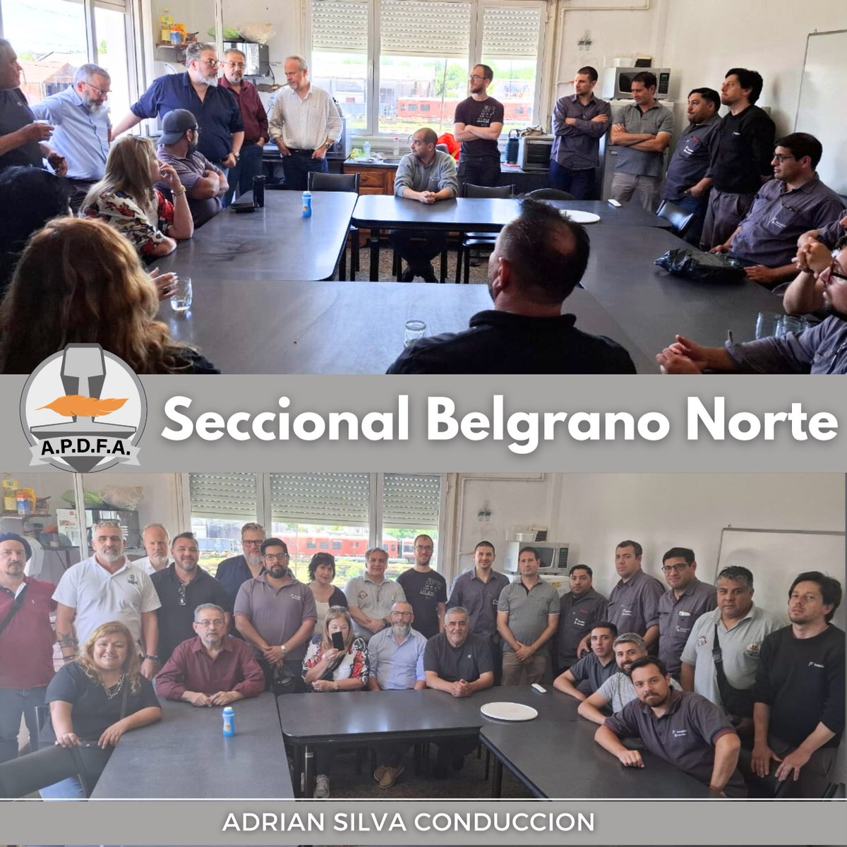 apdfanacional's tweet photo. Este 13 de Noviembre, Nuestro Secretario General Adrián Silva, integrantes de Comisión Directiva Delegados de Personal e integrantes de Comisión Ejecutiva de la Seccional recorrieron lugares de trabajo en la Linea Belgrano Norte en el predio de Boulogne (Ferrovias)
@ApdfaAdrian https://t.co/mqdhbsWSoP