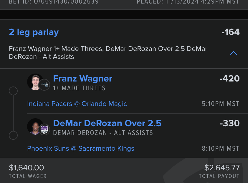 NetWorthWagers's tweet photo. PICK OF THE DAY #1 🏀

$1,640 --> $2,645.77

This one could be a sweat. Franz has been shooting a lot of 3 balls but only makes 1-3 per game. https://t.co/XFzOaMkc2t