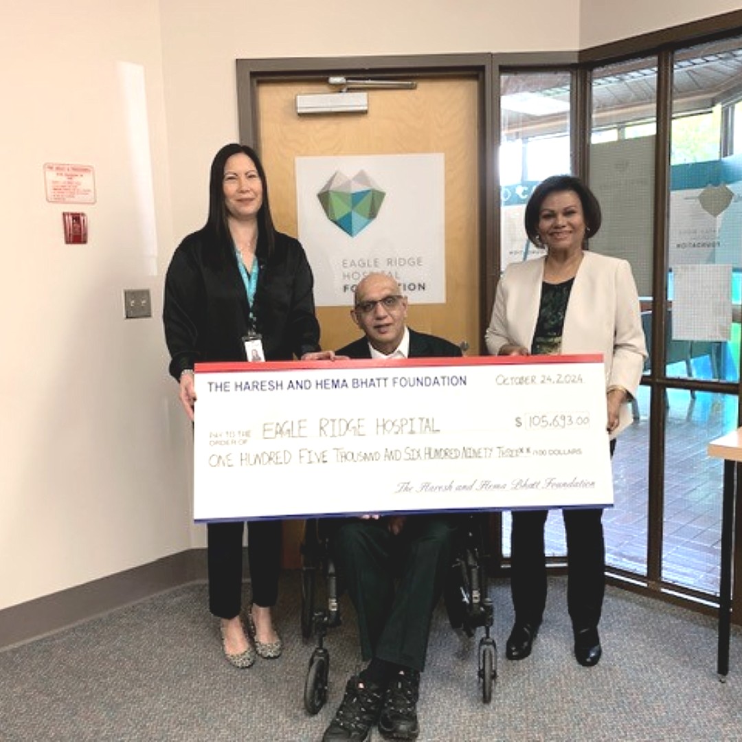 THANK YOU to The Haresh and Hema Bhatt Foundation for their commitment of $105,693 to purchase vital equipment. As long-time Tri-Cities residents and business owners, #ERH holds a special place in their hearts. We are truly thankful for donors like Haresh and Hema.