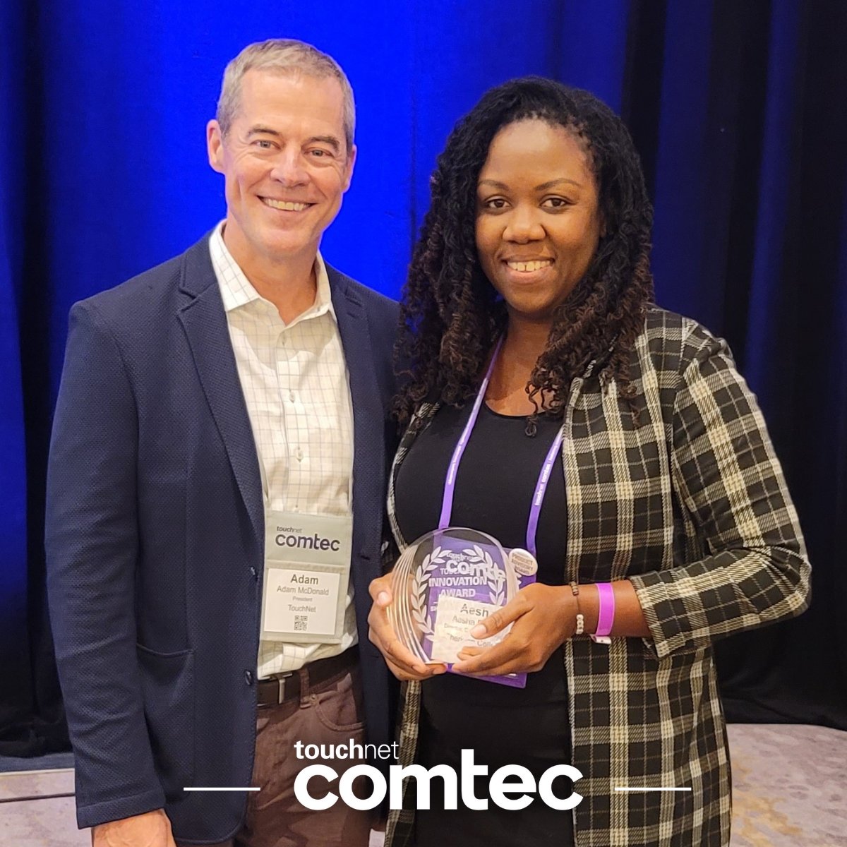 TouchNet's tweet image. We&apos;re honored to present Aesha Brown and @sheridancollege with the TouchNet Innovation Award for trailblazing new technology and leading with an innovative spirit. Sheridan was the first college in Canada to go live with Mobile ID for Apple and Android.

#COMTEC2024