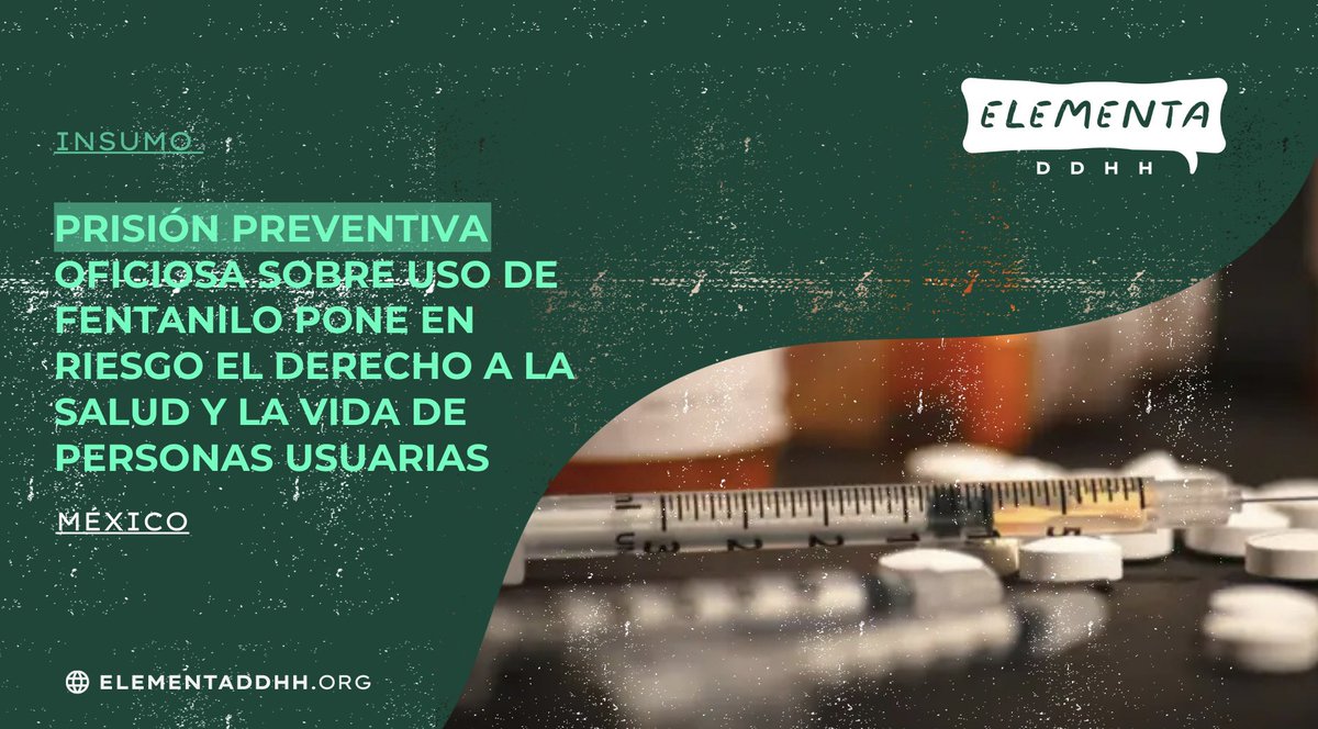 ELEMENTADDHH's tweet image. 🚨 La reforma al art. 19 sobre #PPO que se está discutiendo, TAMBIÉN incluye un paquete de conductas relacionadas con #fentanilo, que afectará a la población usuaria en condiciones precarias y a las estrategias de reducción de daños. 

Nuestro análisis 👉🏼 elementaddhh.org/insumo-prision…