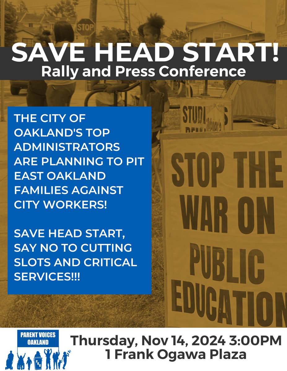 MEDIA ADVISORY:

SAVE HEAD START! Rally and Press Conference is demanding NO CUTS! NO CLOSURES! 

PVO calls for critical community investments that won't pit providers seeking a living wage against our most underserved community members

RSVP: bit.ly/SaveHeadStart1…