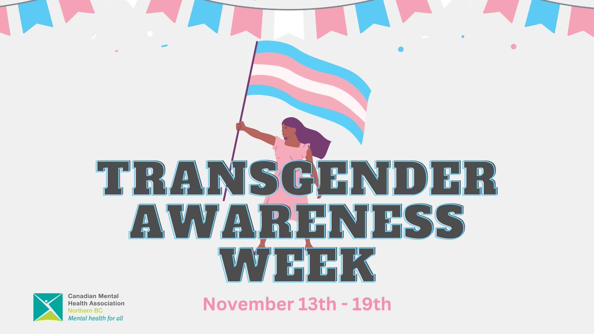 Each year in November people and organizations around the country participate in Transgender Awareness Week to help increase understanding about transgender people and the issues members of the community face.

Learn more here - buff.ly/3F7Tz88

#mentalhealth #cmha