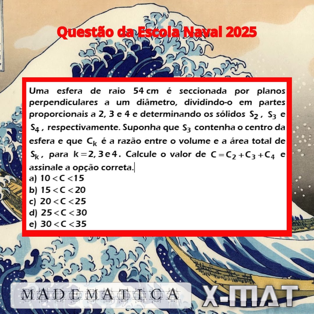 rocmadeira's tweet image. Questão de geometria espacial da Escola Naval 2025. Baixe a resolução completa da prova em madematica.mat.br ou madematica.blogspot.com. Se você está se preparando para a EN, adquira já seu livro X-MAT 4 EN em uiclap.bio/rocmadeira. #escolanaval #madematica #xmat #uiclap