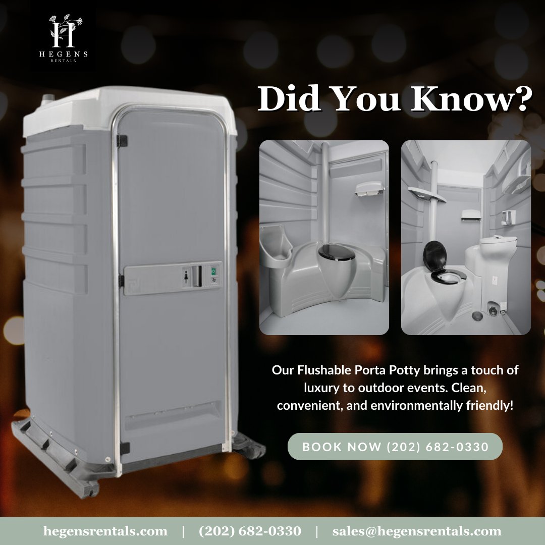 HegensRentals's tweet image. Not all porta potties are equal! Our flushable luxury units bring comfort and class to any event. Learn more at hegensrentals.com. 

#LuxuryRestrooms #EventUpgrade #EcoFriendly #HegensRentals