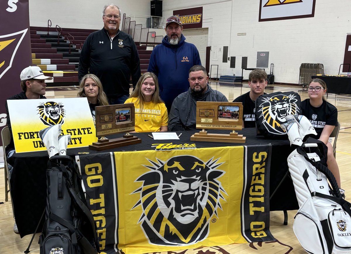 Congrats to Hays High senior Jaycee Oakley and her family on signing her letter of intent to continue her education and play Golf for Fort Hays St Univ!