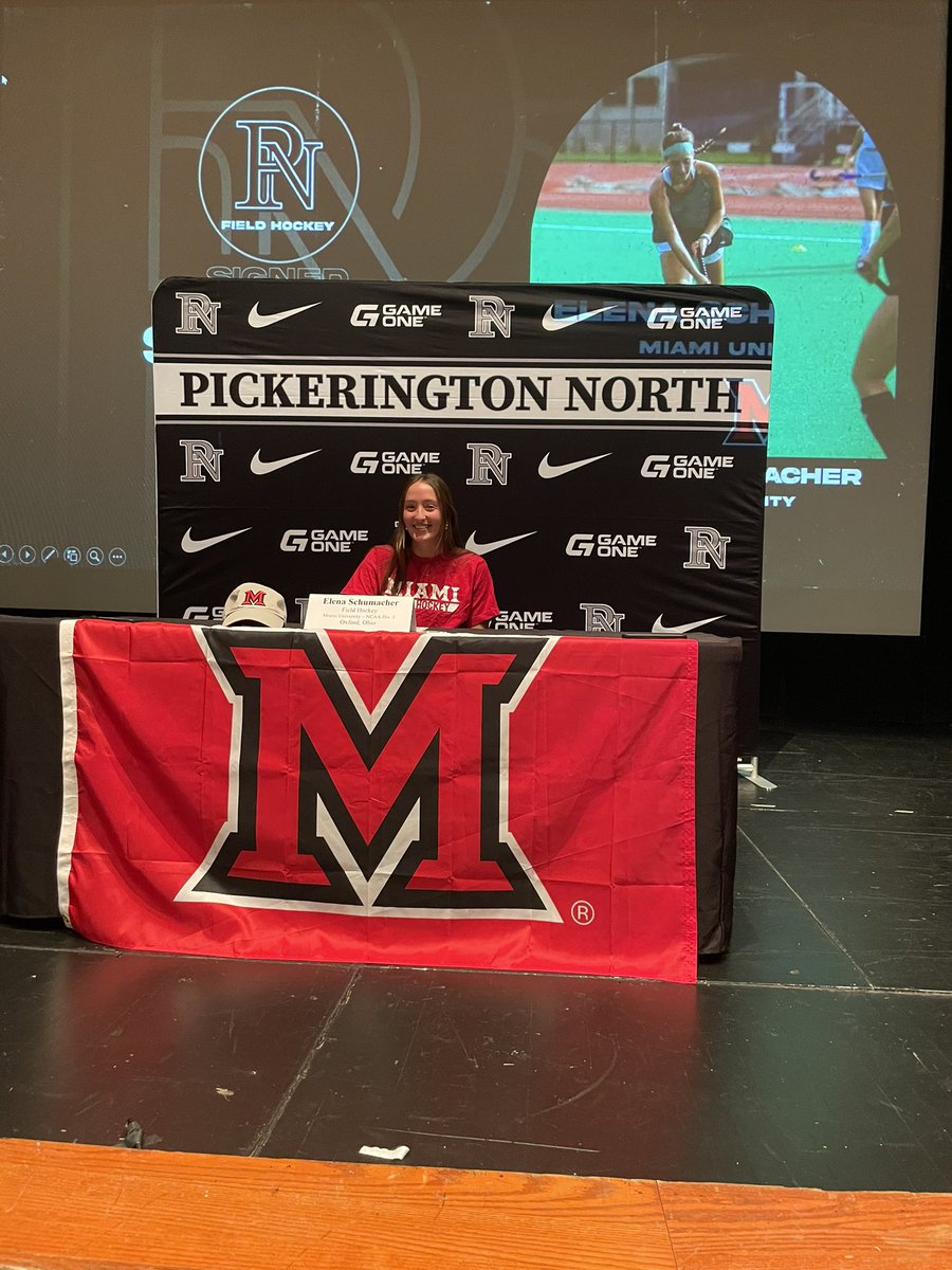 HilliardLynx's tweet photo. Signing Day! Congratulations Elena Schumacher on your commitment to play field hockey at Miami University! Go Redhawks 2024 MAC Field Hockey Champions! https://t.co/Cq0rRrILsG