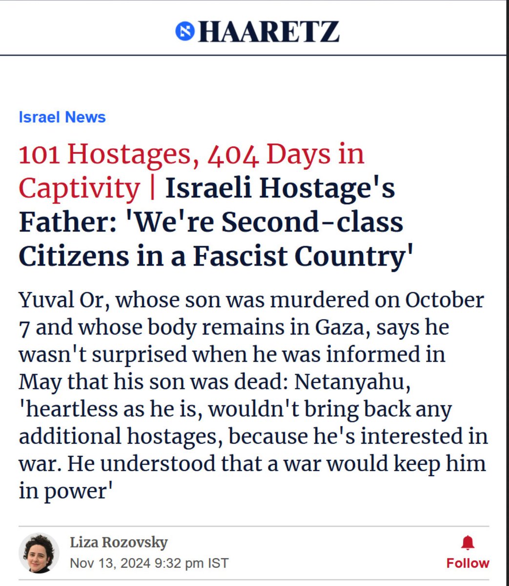 Israelis can read stuff like this in their media. 

But we cannot. Why?