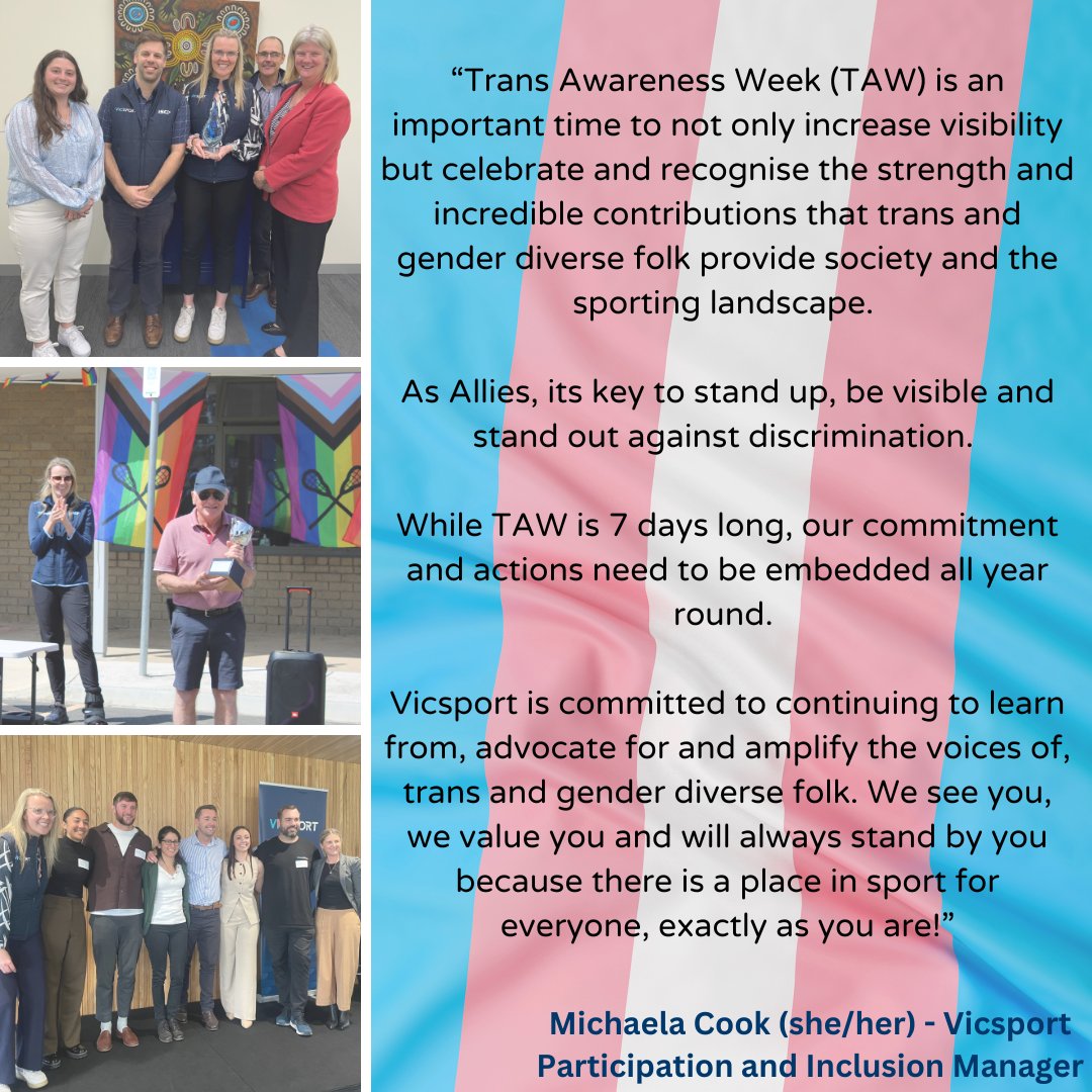Vicsport (@vicsportau) on Twitter photo Held between November 13-19, Vicsport observes Trans Awareness Week to help increase understanding about transgender people and the issues that members of the rainbow community face. #TAW2024 #tdor Held between November 13-19, Vicsport observes Trans Awareness Week to help increase understanding about transgender people and the issues that members of the rainbow community face. #TAW2024 #tdor