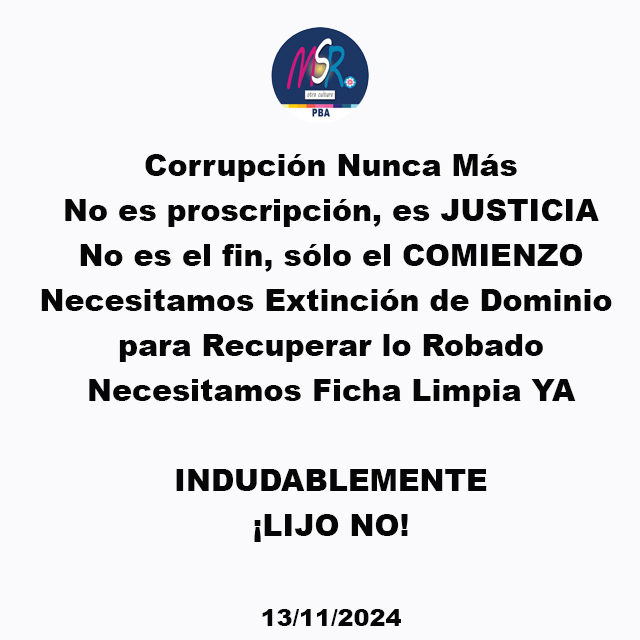 MSRepublica's tweet photo. Nada que festejar mucho para pensar. Triste es que una presidente elegida por el pueblo sea condenada dos veces por corrupción comprobada. Tan triste como que la justicia tarde 16 años para resolver una causa tan importante. Falta mucho por hacer !!!
#OtraCultura https://t.co/9wgRDlj1iu